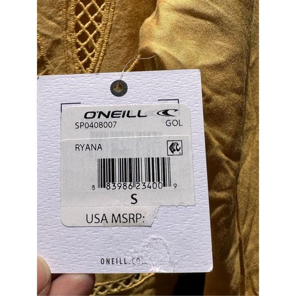 O'Neill Long Sleeve Lace Crochet V-Neck Ryana Yellow Romper (S) NWT - Picture 6 of 9